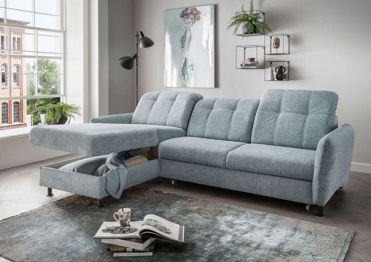 Ecksofa Minori Chenille Mintgrün, S: 184x267 cm - Schwarz/Mintgrün, MODERN, Textil (184/267cm) - Livetastic