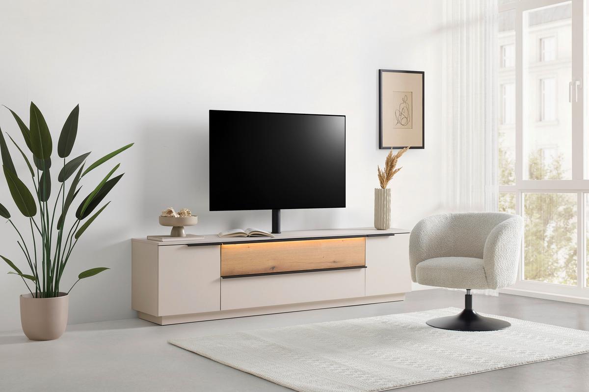 TV-Element Neo vč. LED dekor dub/kašmír - barvy dubu/černá, Moderní, kov/kompozitní dřevo (210/53/40cm) - Mömax