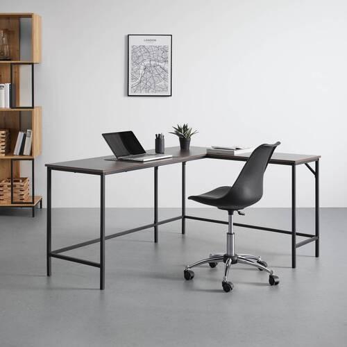 Písací stôl ANABELA dekor orech - čierna/farba vlašského orecha, Modern, kov (120/150/50/75cm) - Bessagi Home
