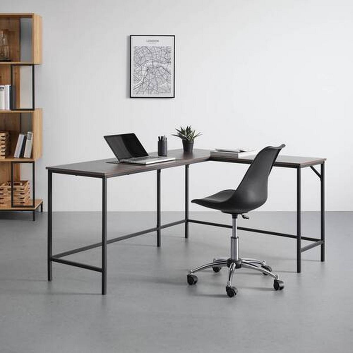 Psací stůl ANABELA dekor orech - černá/barvy vlašských ořechů, Moderní, kov (120/150/50/75cm) - Bessagi Home