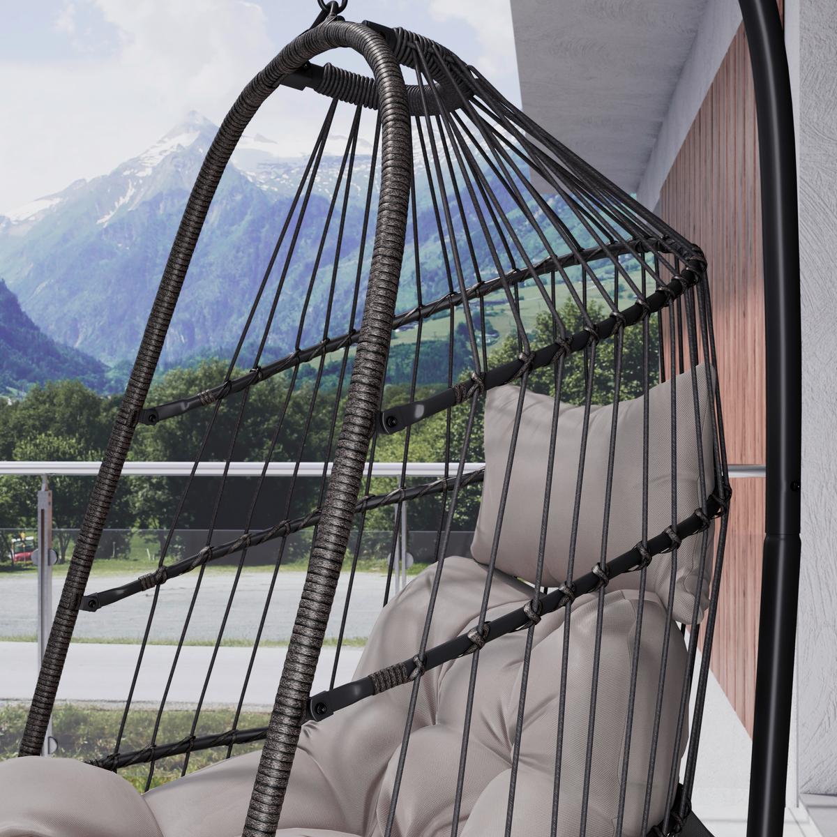 ZÁVĚSNÉ KŘESLO LAURA - šedá/černá, Basics, kov/textil (103/198/102cm) - Mömax