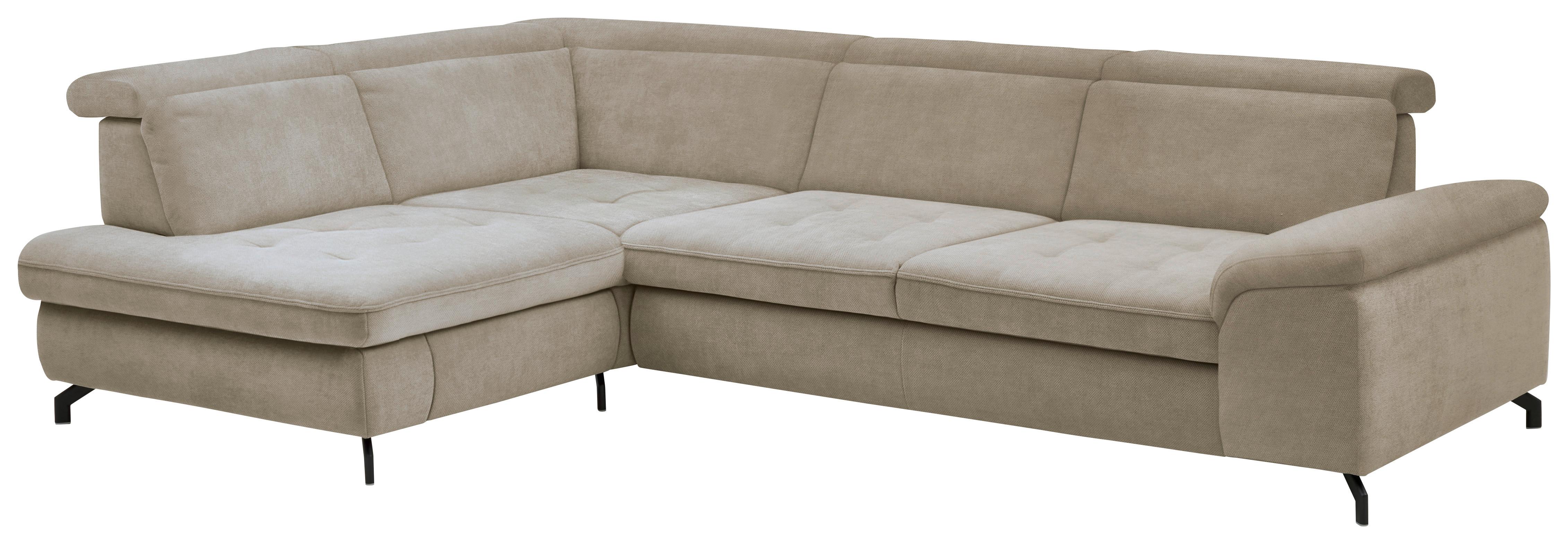 Rohová sedačka MIMA, ľavá, sv.hnedá ženilka, s funkciami - svetlohnedá/čierna, Modern, kov/textil (220/318cm)