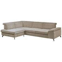 Rohová sedačka MIMA, ľavá, sv.hnedá ženilka, bez funkcií - svetlohnedá/čierna, Modern, kov/textil (220/318cm)