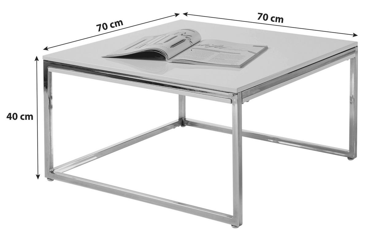 Couchtisch Reno, Weiß/chromfarben - Chromfarben/Weiß, Design, Holzwerkstoff/Metall (70/70/40cm) - MID.YOU