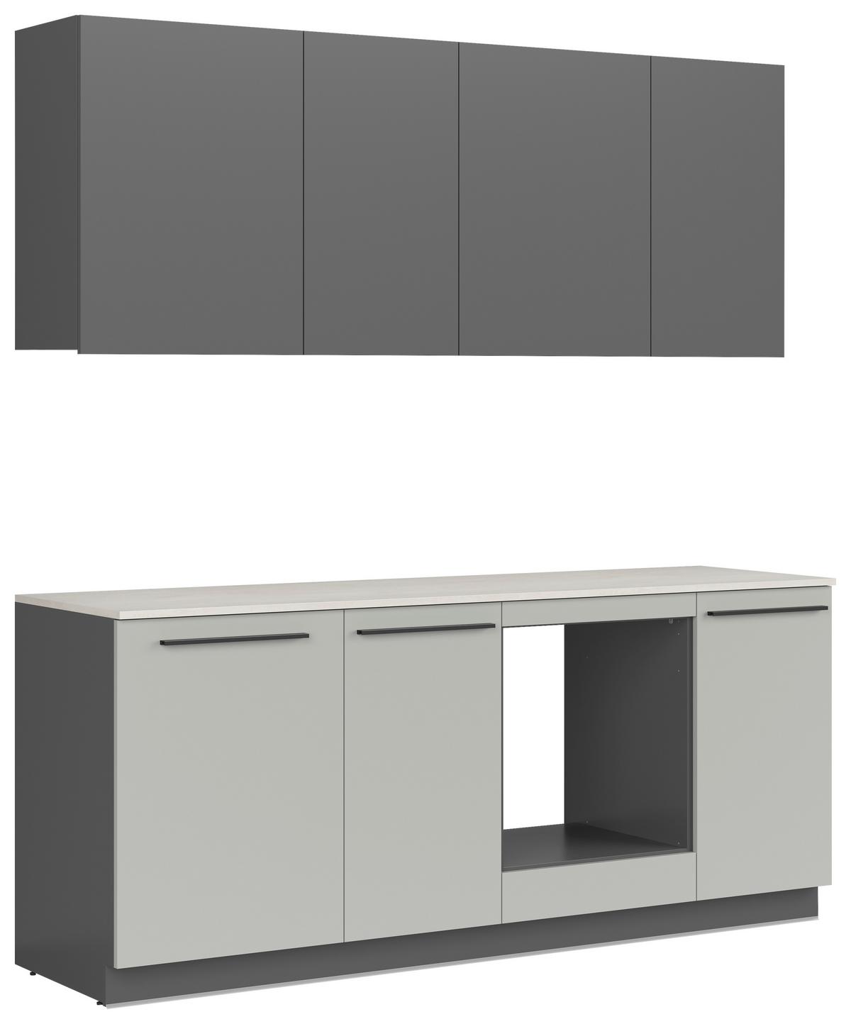 Küchenblock Milino Small-Chg/Grg - Graphitfarben/Grau, Basics, Holzwerkstoff (210cm) - Visiona