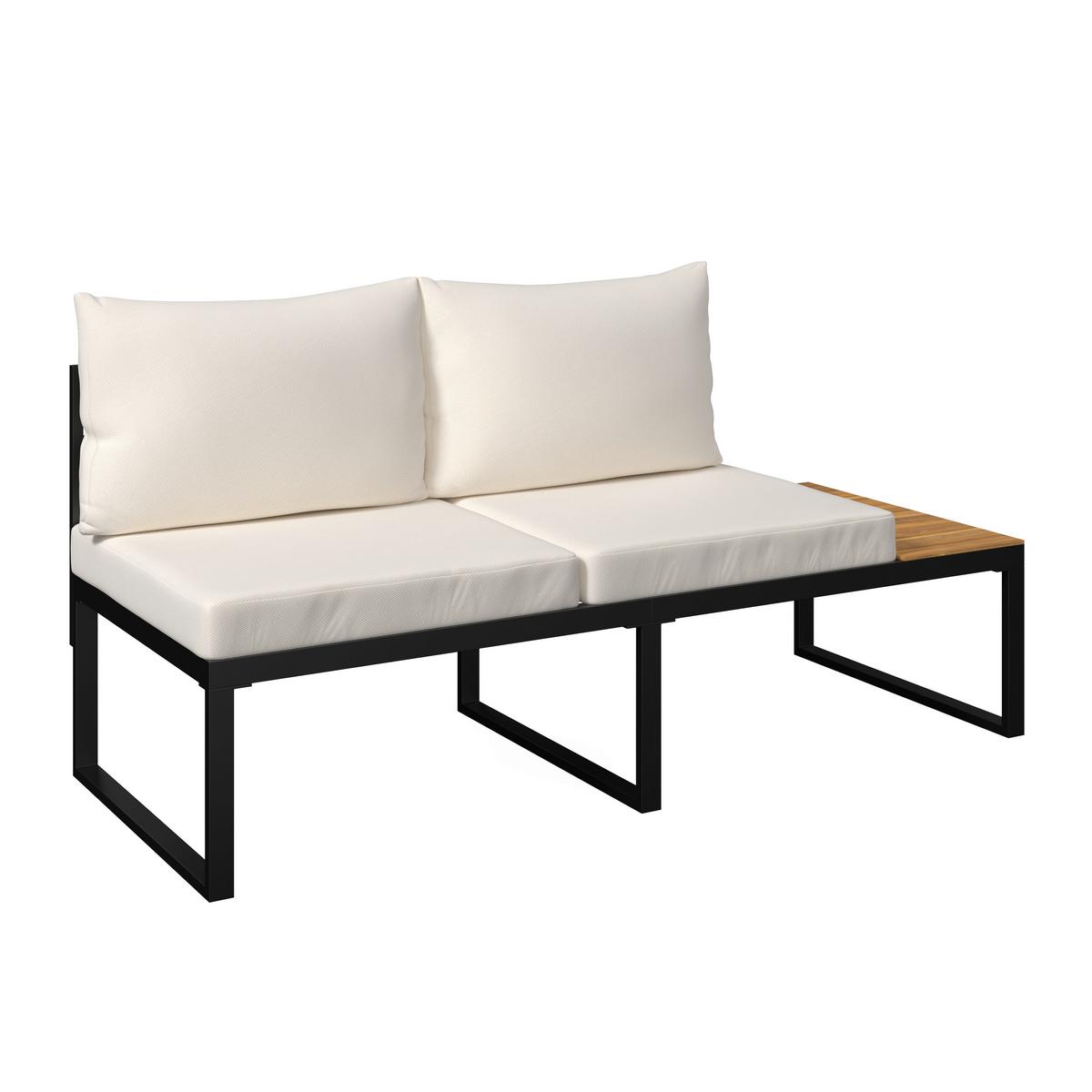 TERASOVÁ SEDACIA SÚPRAVA ADRIANO - čierna/farba akácie, Modern, kov/drevo - Bessagi Garden