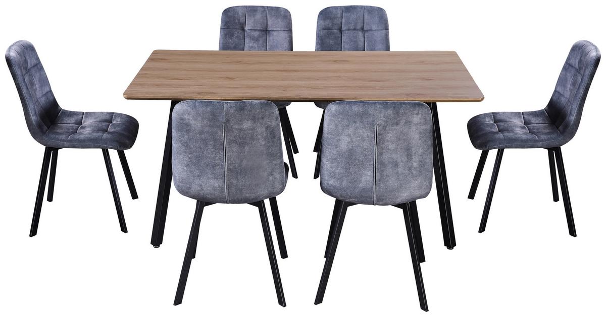 Tischgruppe Zürs II - Eichefarben/Schwarz, MODERN, Holzwerkstoff/Textil (160/47cm)