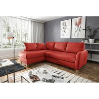 Ecksofa Compact Rot B: 168x227 cm - Buchefarben/Rot, Design, Leder/Textil (168/227cm) - Livetastic