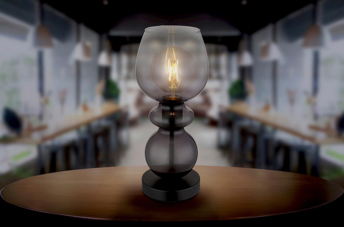 Tischleuchte Clarity Klar Schwarz D: 15 cm - Klar/Schwarz, Basics, Glas/Kunststoff (15/34,4cm) - Globo