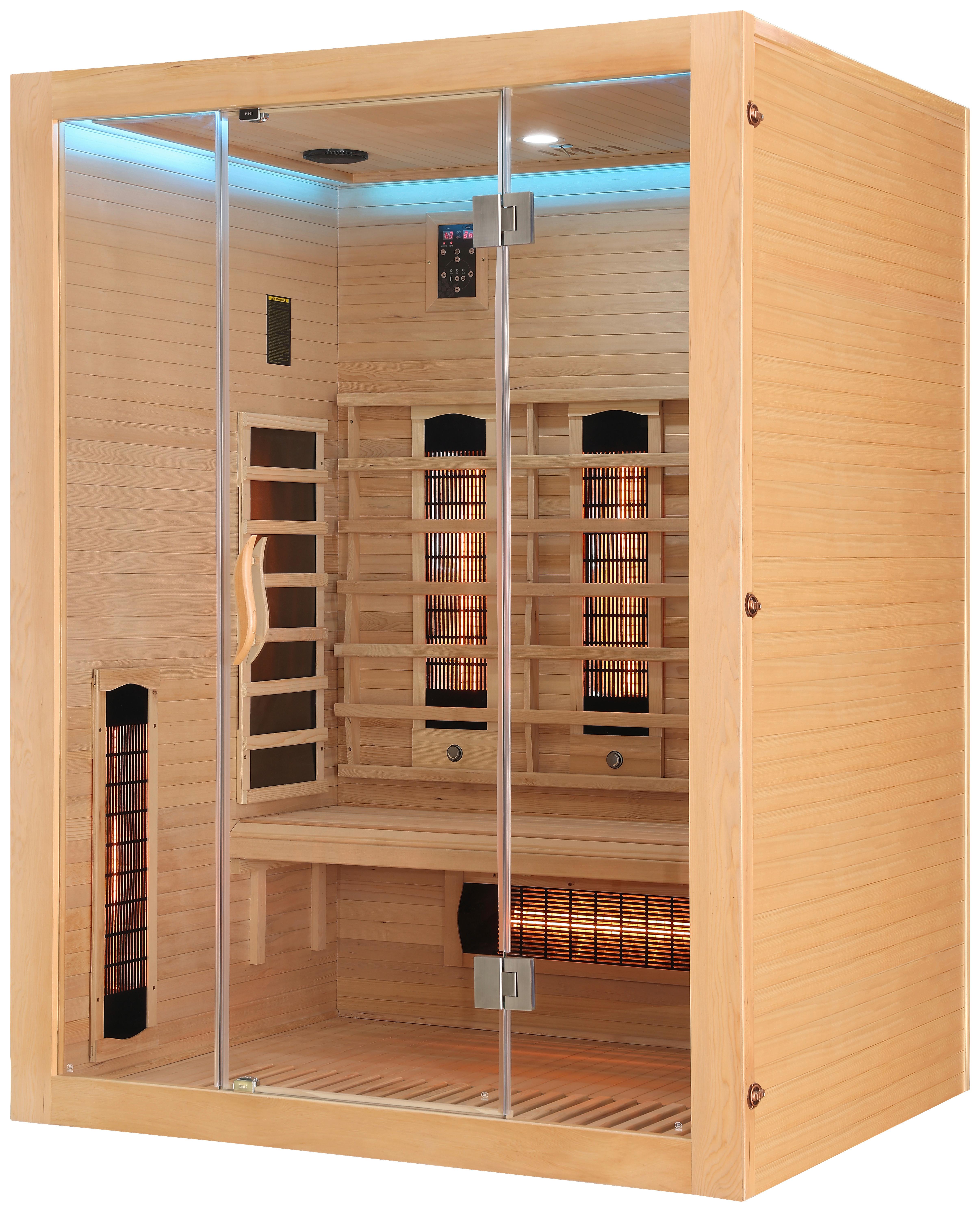 Infrarotkabine 3 Personen LxBxH: 150x120x200 - Naturfarben, KONVENTIONELL, Holz (150/120/200cm) - Sanotechnik