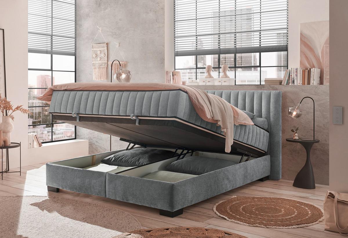 Boxbett Nagol C - Anthrazit/Schwarz, MODERN, Holzwerkstoff/Textil (180/200cm) - MID.YOU
