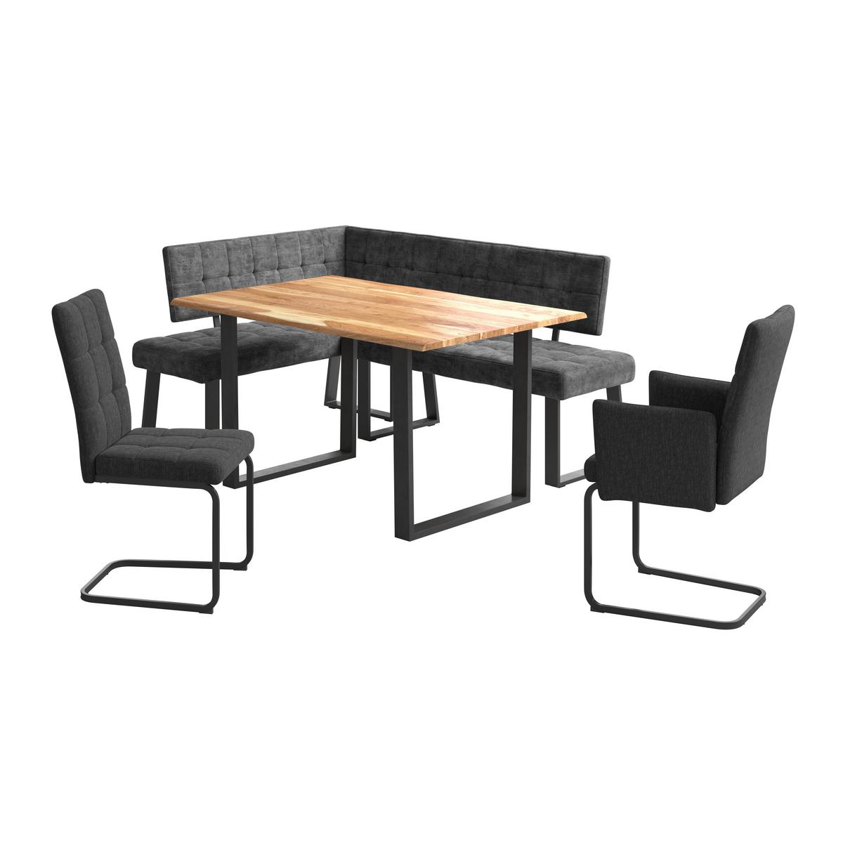 Eckbank Dunkelgrau Polyester Laslo 134x185 cm - Dunkelgrau/Schwarz, MODERN, Textil/Metall (134/185cm) - MID.YOU