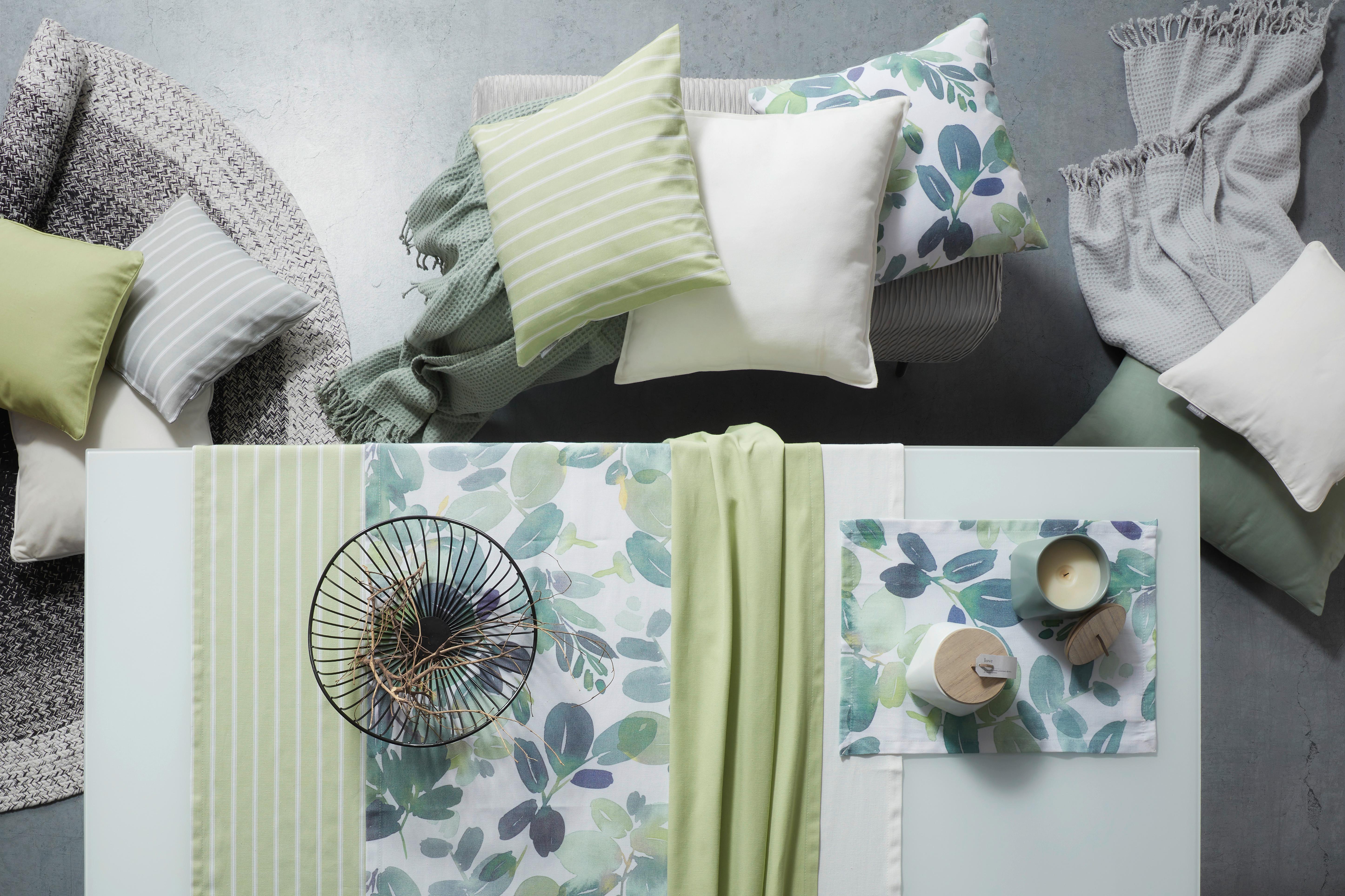 Ubrus Steffi, 45/150cm - bílá/zelená, Konvenční, textil (45/150cm) - Mary's