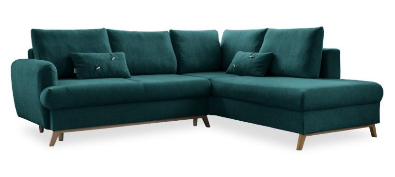 Ecksofa Scandic Lagom Türkis S: 242x202 cm - Türkis/Naturfarben, Textil (242/202cm) - MID.YOU