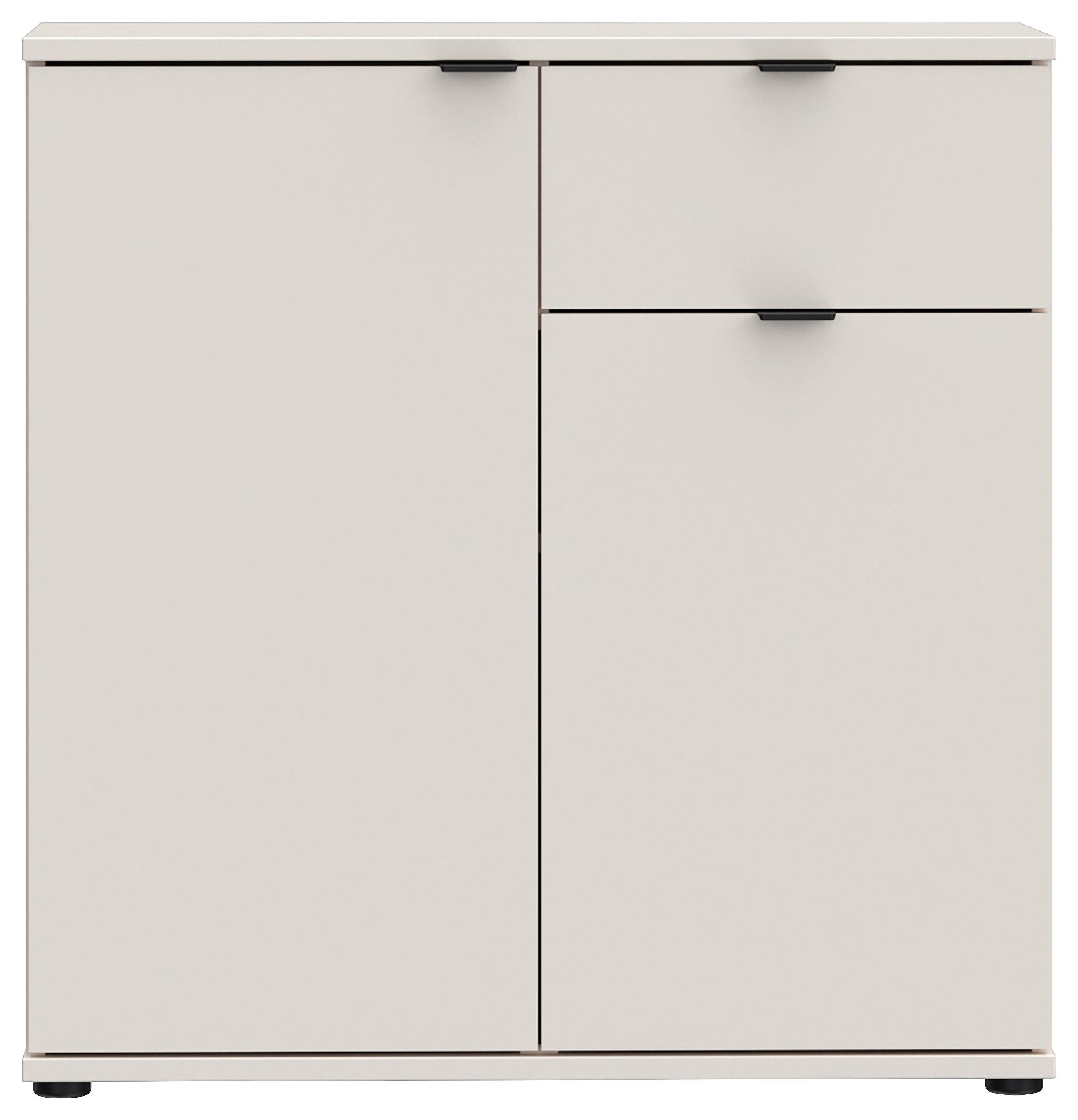 Komoda Ganymede, písková, š: 80 cm - černá/pískové barvy, Moderní, kov/kompozitní dřevo (80,1/82,3/34,1cm)
