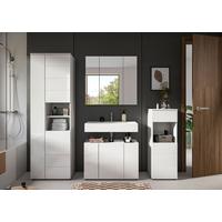 Badezimmer Vira Weiß B: 180 cm - Weiß Hochglanz/Schwarz, MODERN, Holzwerkstoff (180cm) - MID.YOU