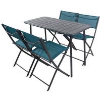 Gartenmöbel Set 5--Teilig. Sumila aus Metall/Kunststoff/Textil - Türkis/Schwarz, MODERN, Kunststoff/Textil - Ambia Garden