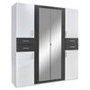 Drehtürenschrank Mit Spiegel + Laden B: 180 cm Vegas, Weiß - Graphitfarben/Weiß, Basics, Holzwerkstoff (180/208/58cm) - MID.YOU