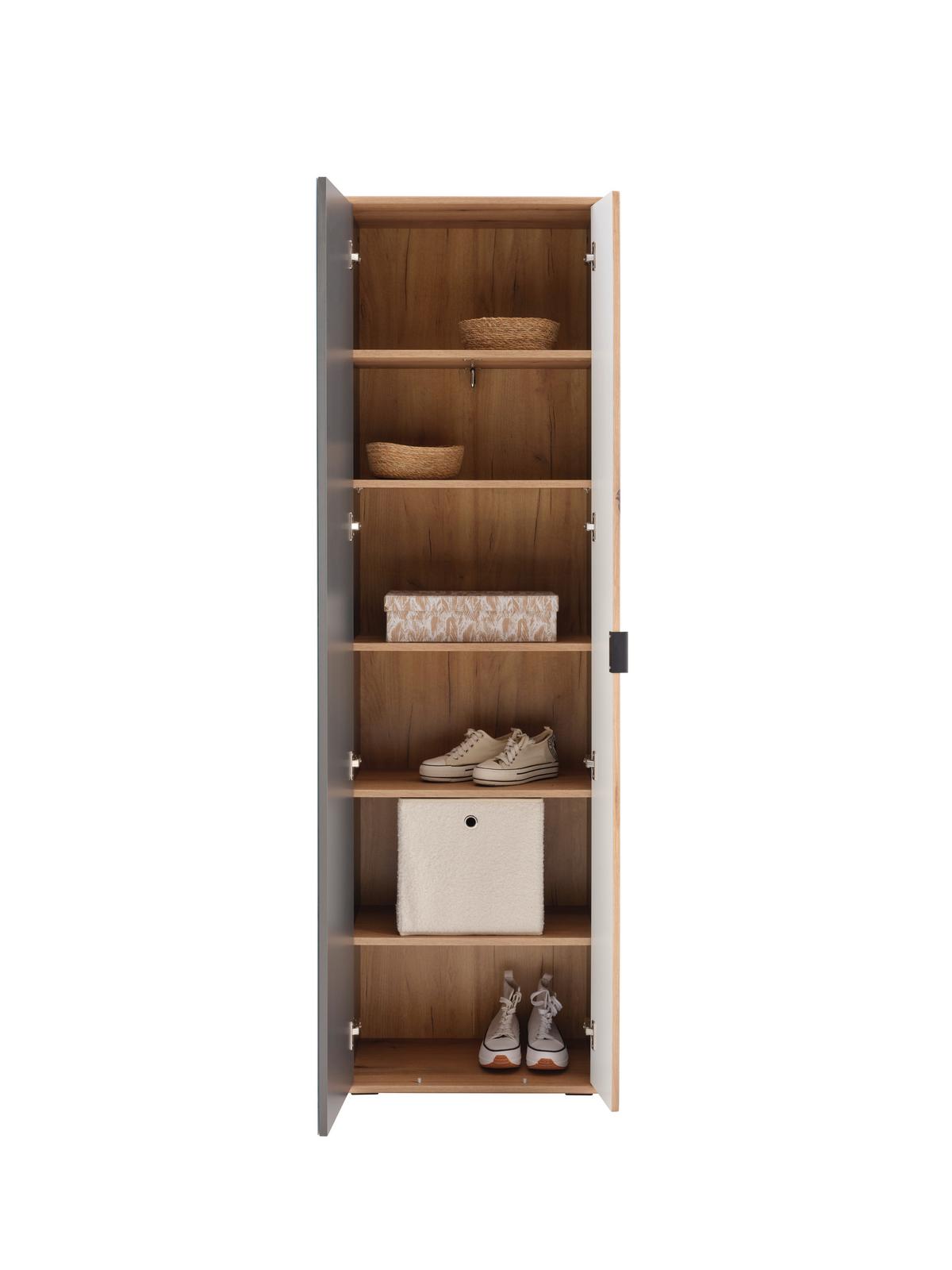 Garderobenschrank Clever Anthrazit B: 55,5 cm - Eichefarben/Anthrazit, MODERN, Glas/Holzwerkstoff (55,5/193/38cm)