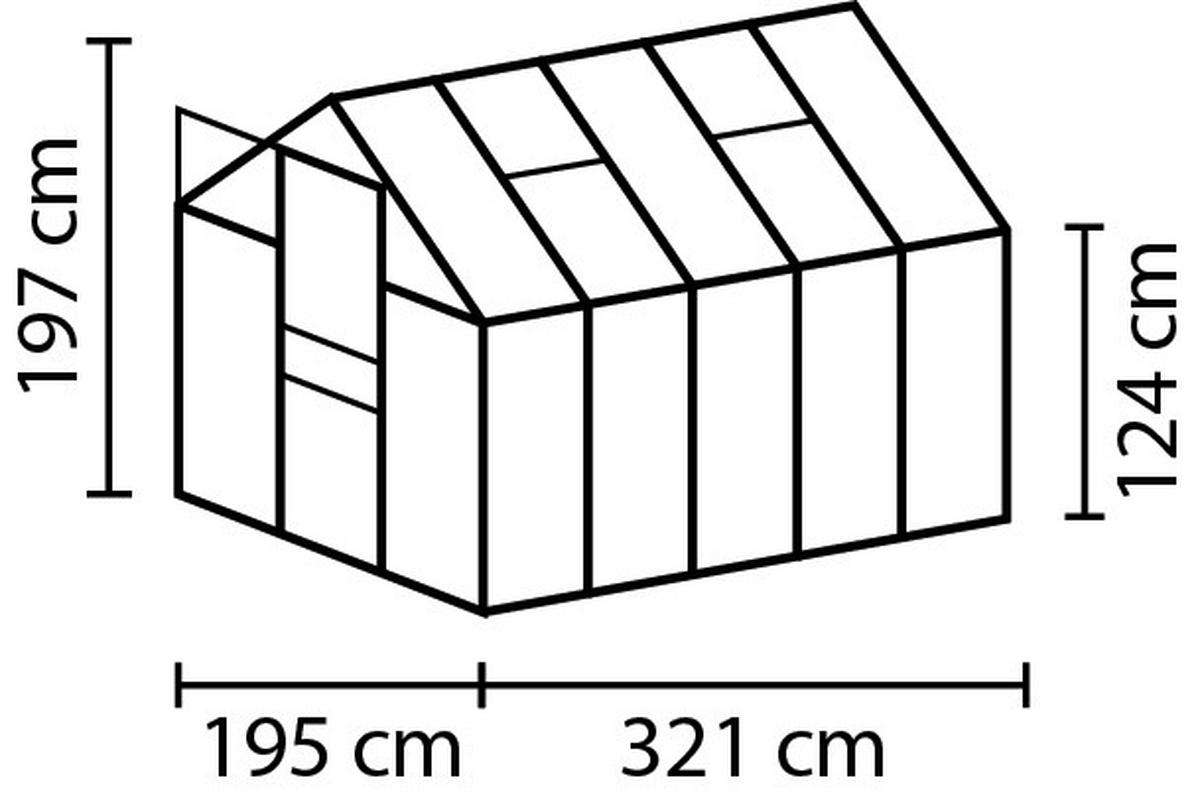 Gewächshausbausatz Comet 6200 6,2 M2 Metall/kunststoff - Alufarben, Basics, Kunststoff/Metall (195/209,5/321cm)