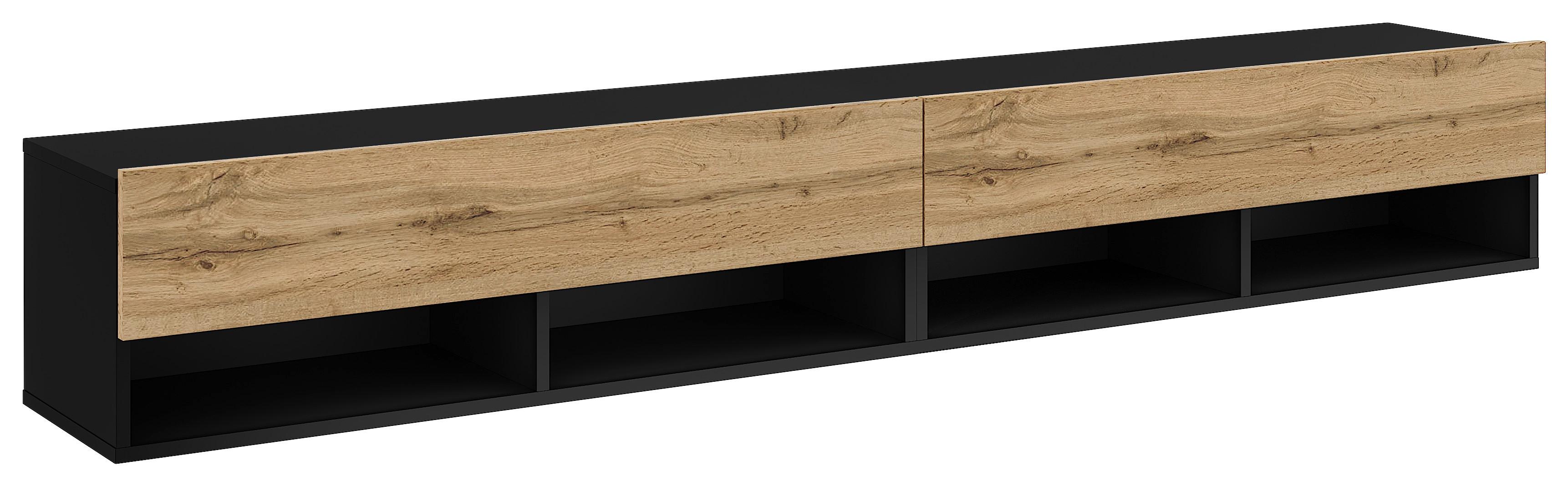 Lowboard Derby 200 - Eiche Wotan/Schwarz, Design, Holzwerkstoff (200/31,5/32,5cm) - Livetastic