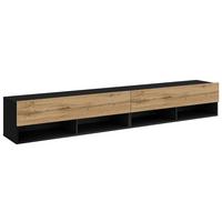 Lowboard Derby 200 - Eiche Wotan/Schwarz, Design, Holzwerkstoff (200/31,5/32,5cm) - Livetastic