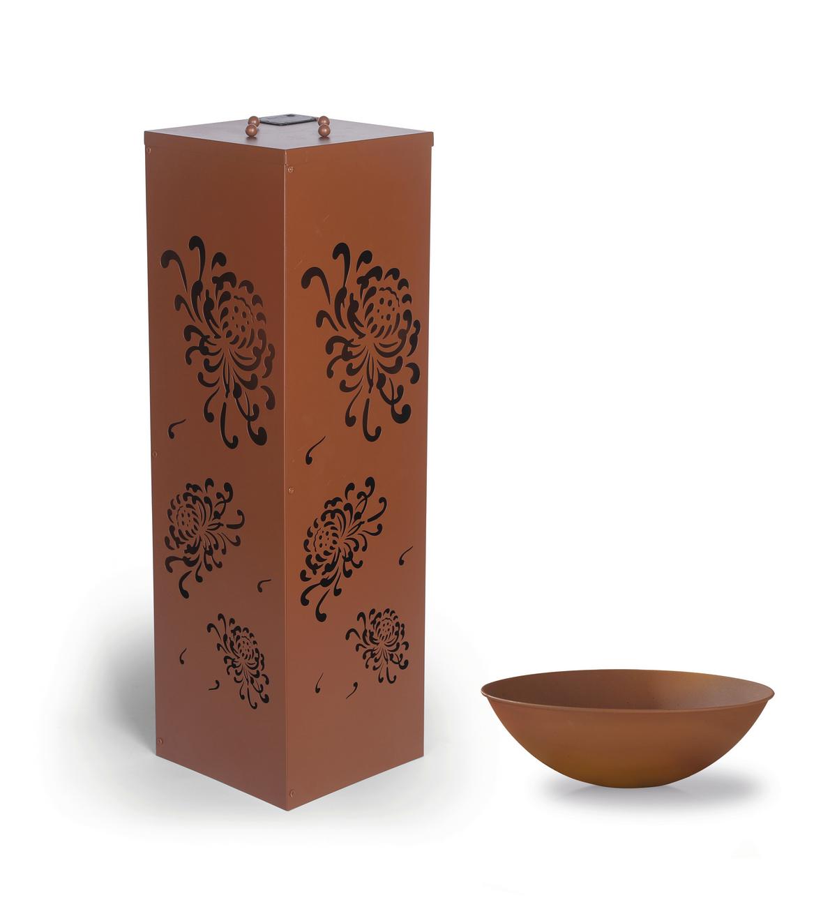 LED-Dekosäule mit Schale Garvida H: 87 cm - Rostfarben, Trend, Metall (34/87/34cm)