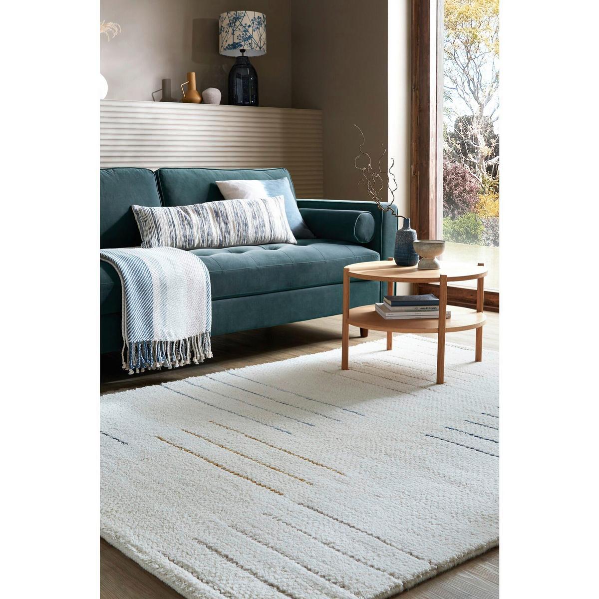 Handwebteppich Dottie Wolle Blue - Blau, KONVENTIONELL, Textil (120/170cm)
