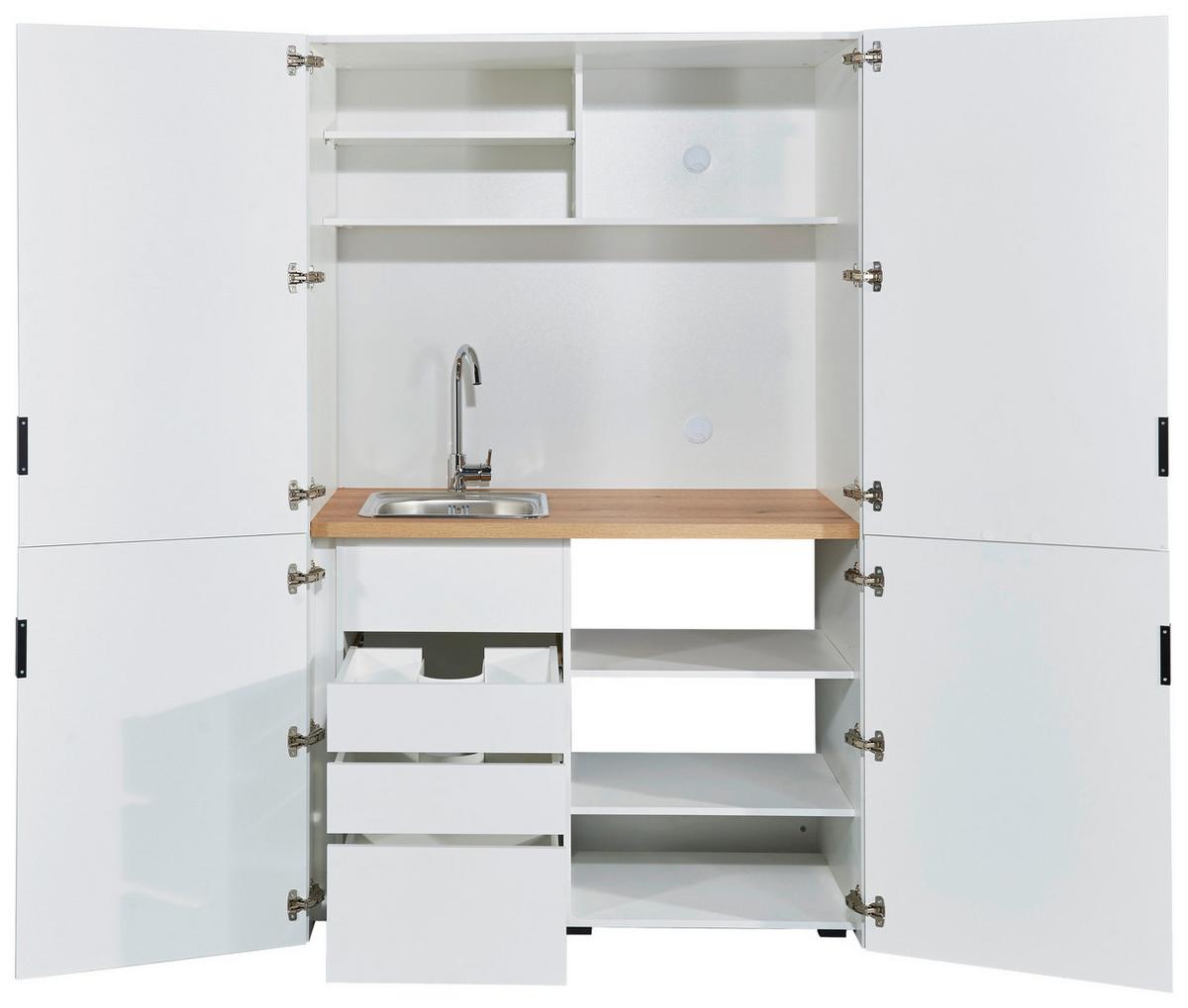 Minikuchyňa Heidelberg šírka 124 cm, bez spotrebičov - čierna/biela, kov/kompozitné drevo (124/200/70cm)