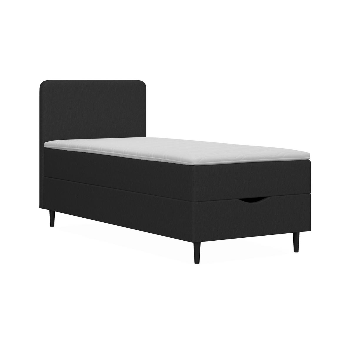 Boxspringová postel VIDA 90x200, tmavě šedá, s topperem - černá/tmavě šedá, Moderní, dřevo/textil (90/200cm) - Bessagi Home