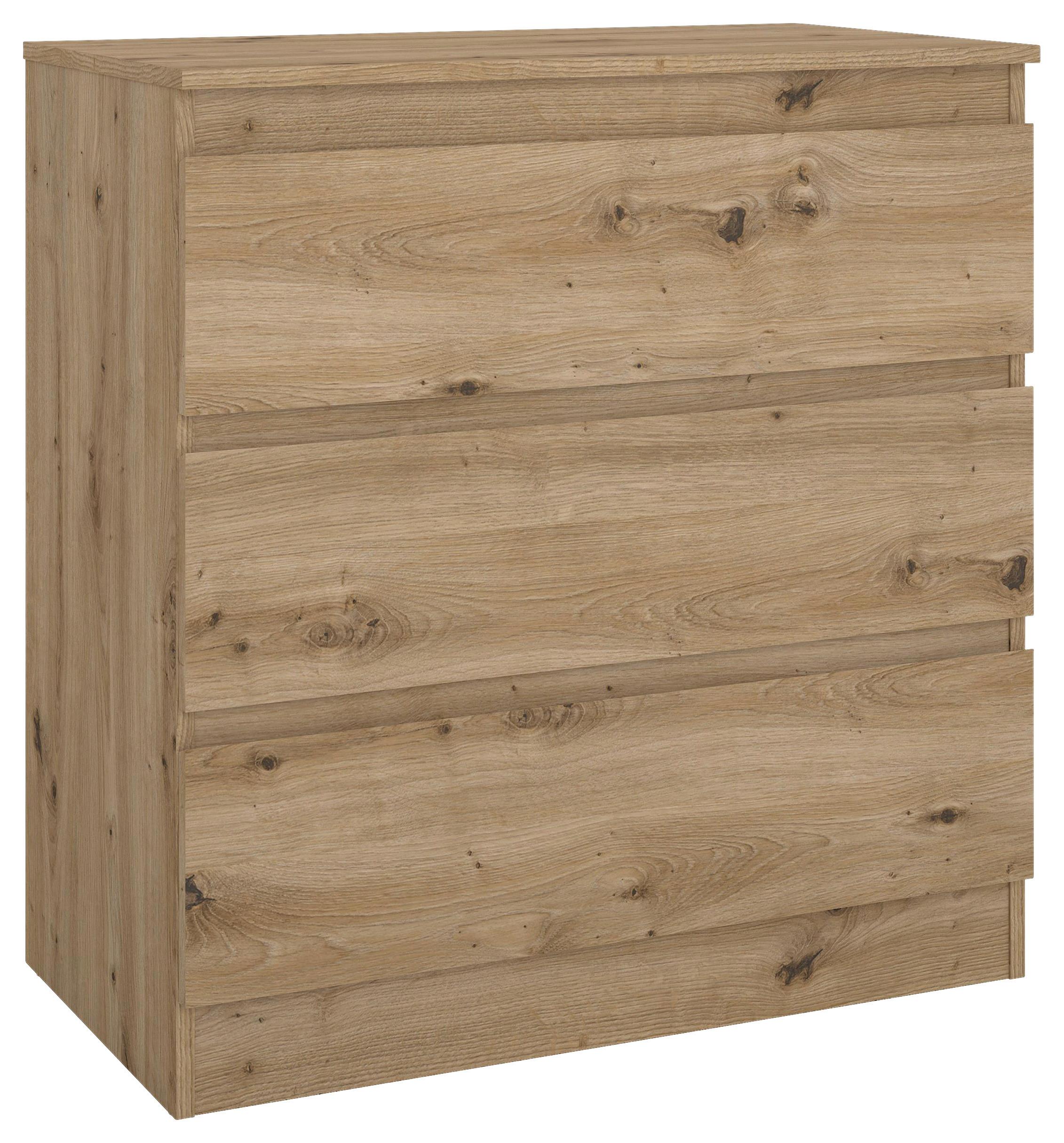 Kommode Mara 2 Artisan B: 77 cm - Weiß/Eiche Artisan, Trend, Holz (77/80,4/42cm)