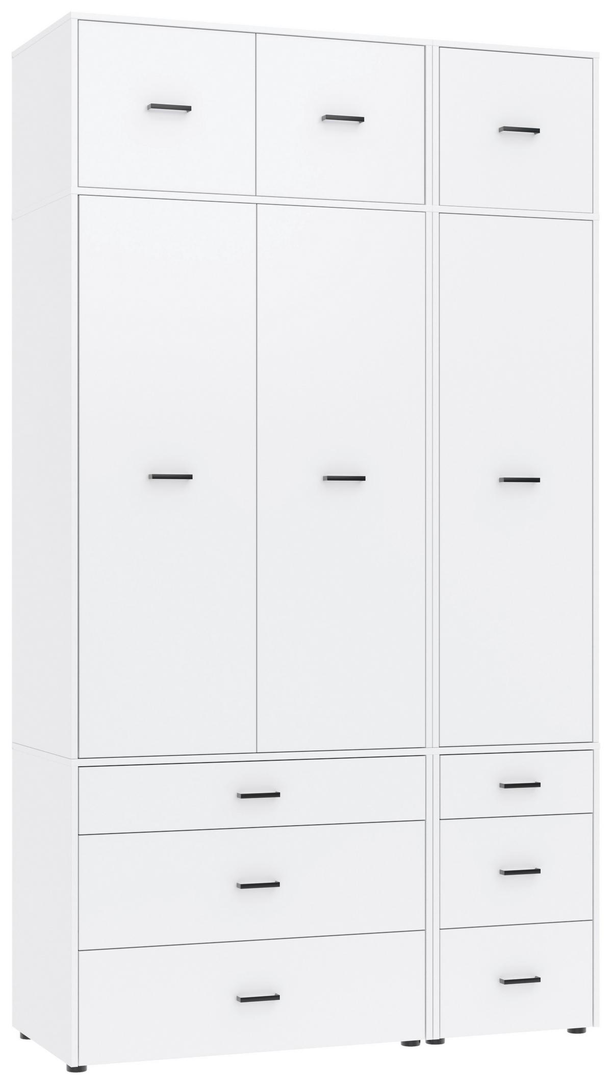 Kleiderschrank Kivo Weiß, B: 135 cm - Weiß, Basics, Holzwerkstoff (135/239,40/52,1cm)