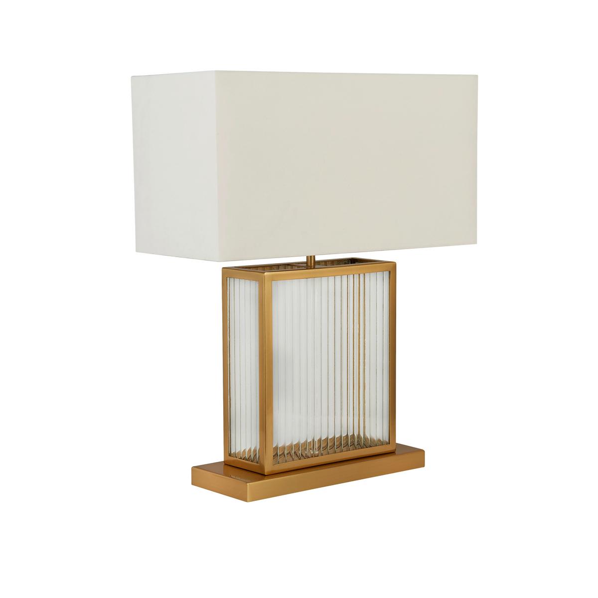 Tischleuchte Eu54210sb Clarendon - Messingfarben/Weiß, KONVENTIONELL, Glas/Kunststoff (40/53/20cm)