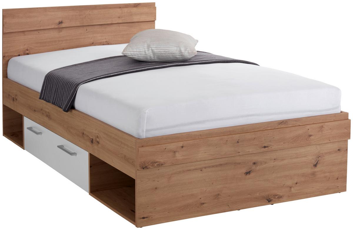 Stauraumbett 120x200 cm Box, Artsan Eiche Dekor/Weiß - Eiche Artisan/Weiß, MODERN, Holzwerkstoff (120/200cm) - Ondega