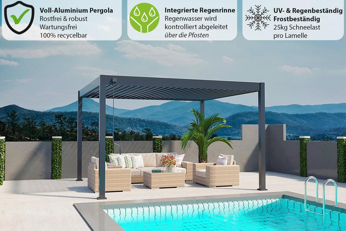 Pergola Sturmfest, Gartenpavillon - Anthrazit, Basics, Metall (400/255/300cm) - WEIDE