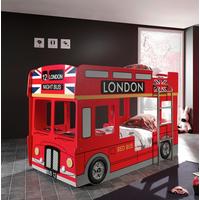 Autobett London Bus 90x200 cm Rot +beleuchtung - Rot, MODERN, Holzwerkstoff (90/200cm) - Vipack