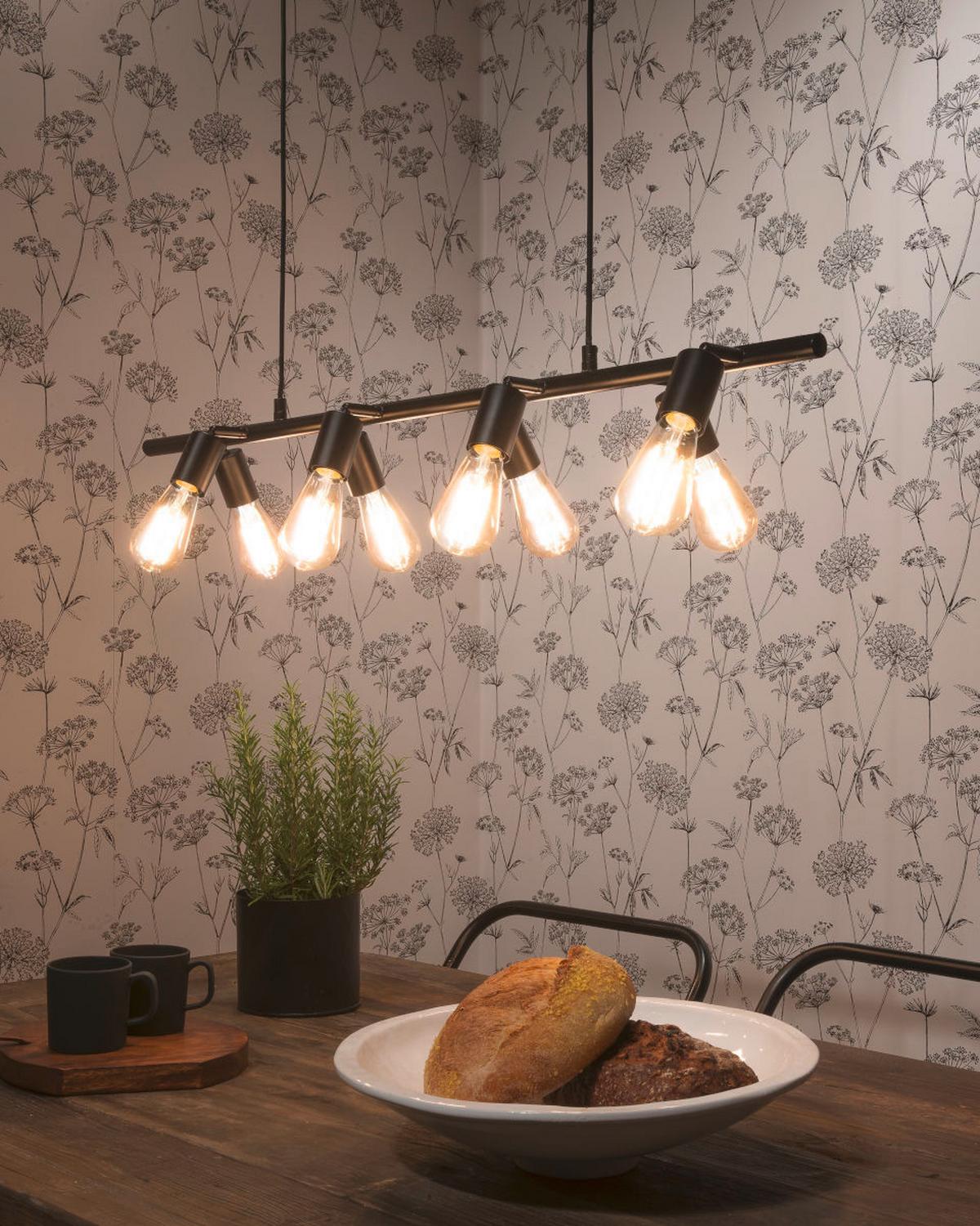 Hängeleuchte Miami H: 28-175cm 8-Flammig Höhenverstellbar - Schwarz, Design, Metall (105/28/28-175cm) - It's about Romi