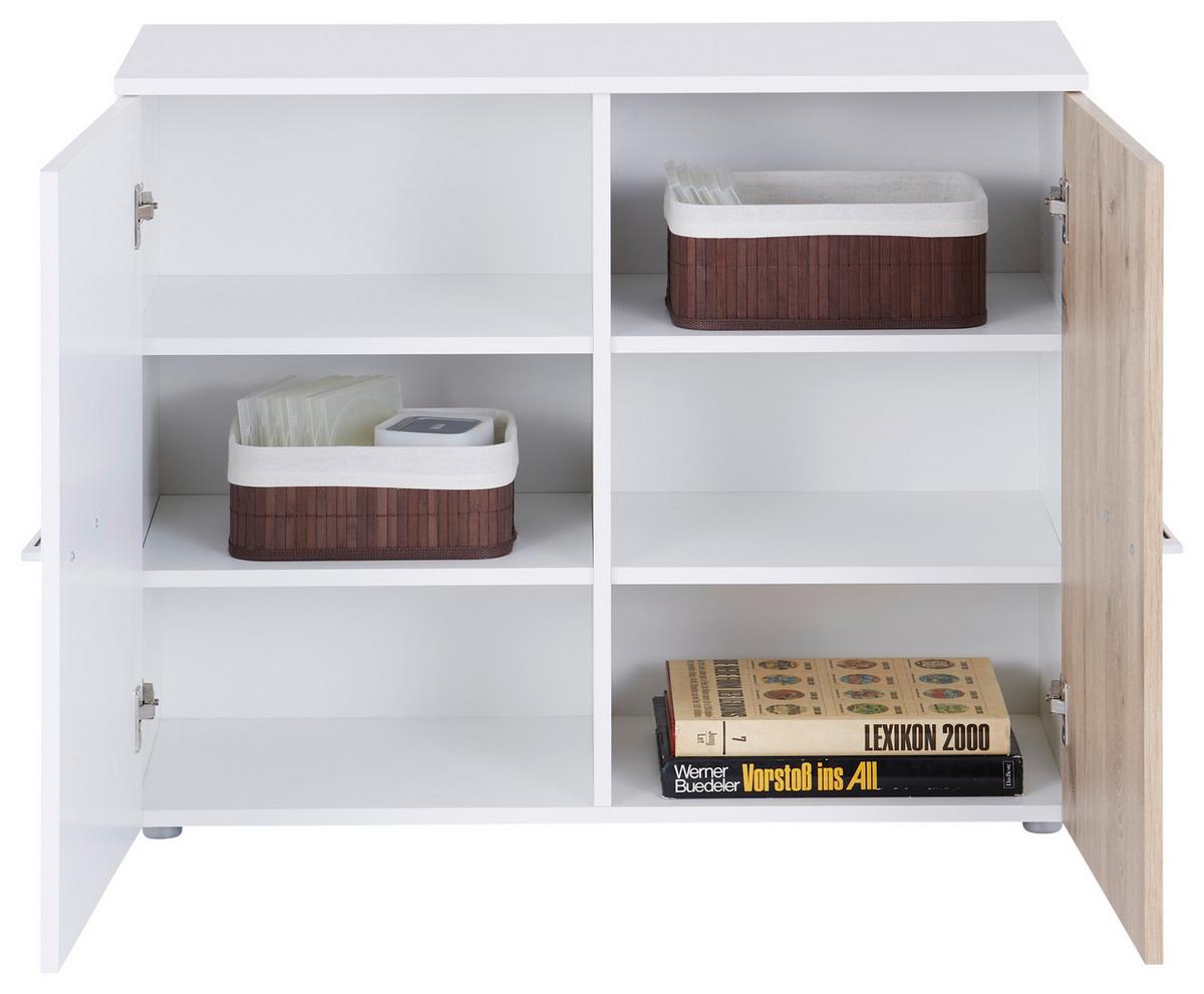 Kommode 90cm Alex Weiß Dekor/Viking Oak - Eichefarben/Weiß, KONVENTIONELL, Holzwerkstoff (90/74/37cm)