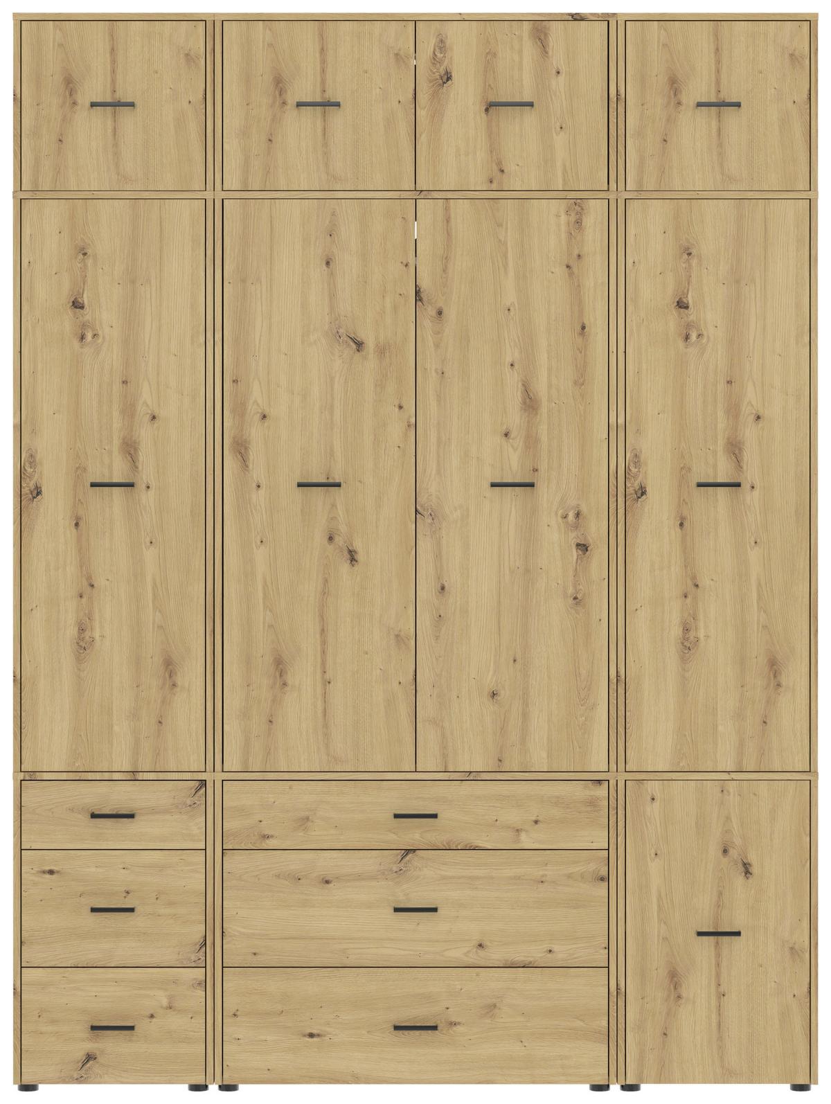 Kleiderschrank Kivo Eiche Artisan Dekor, B: 180 cm - Eiche Artisan, Basics, Holzwerkstoff (180/239,40/52,1cm)