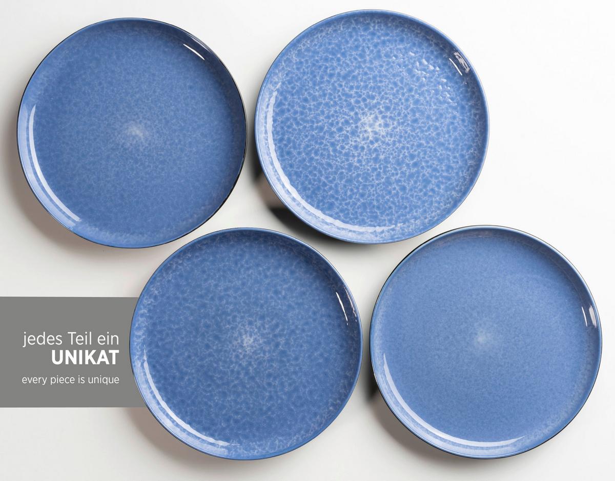 Kombiservice Flippa Steinzeug 4 Personen Geschirr Set - Blau, Trend, Keramik - Mäser