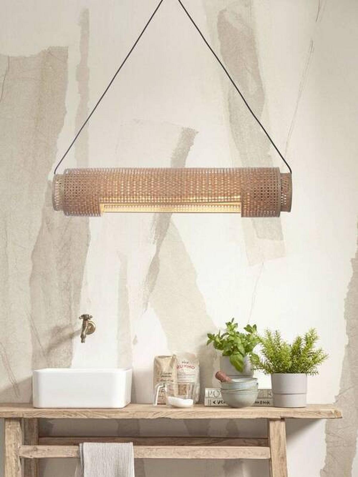 Hängeleuchte Bhutan/H85/N - Naturfarben, Trend, Holz (15/15/85cm) - Good & Mojo