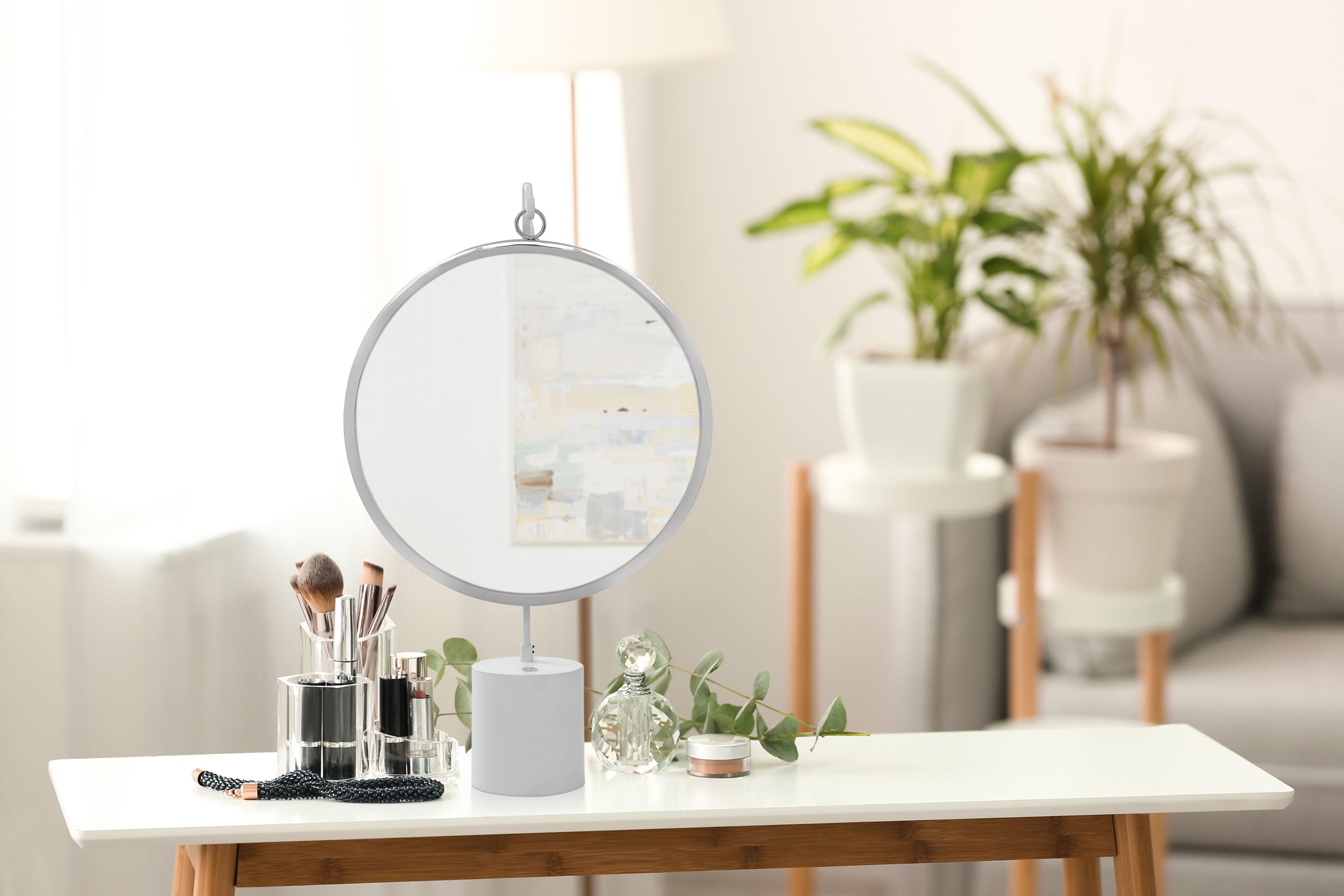 Tischspiegel Eleganca H: 75 Cm Metallrahmen Silberfarben/weiß - Silberfarben/Weiß, LIFESTYLE, Glas/Metall (41/75/14cm) - Kayoom