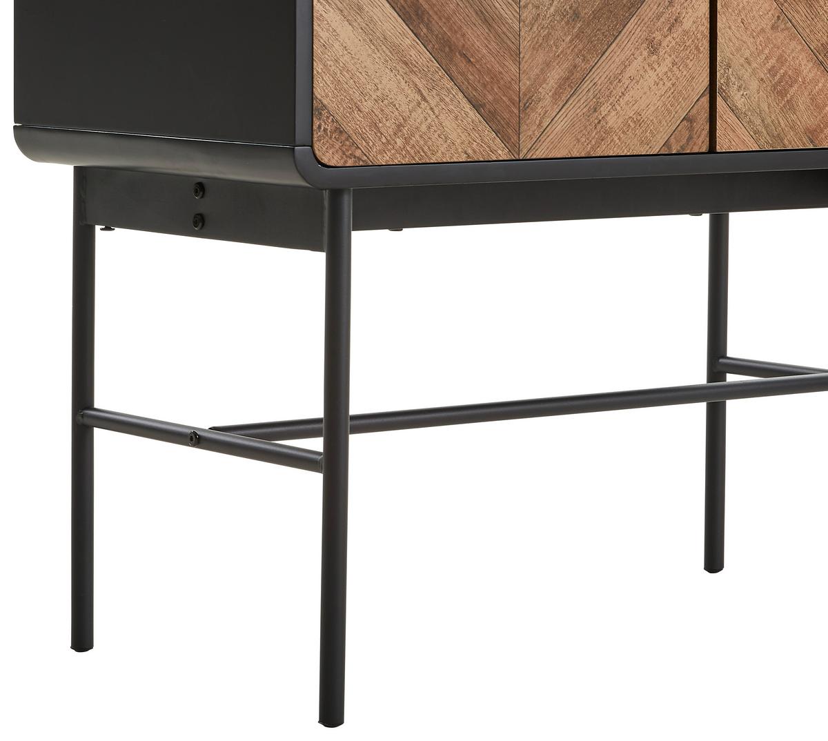 Komód Sandy 80/122 Cm - fekete/tölgyfa, Modern, faalapú anyag/fém (80/122/40cm) - MID.YOU