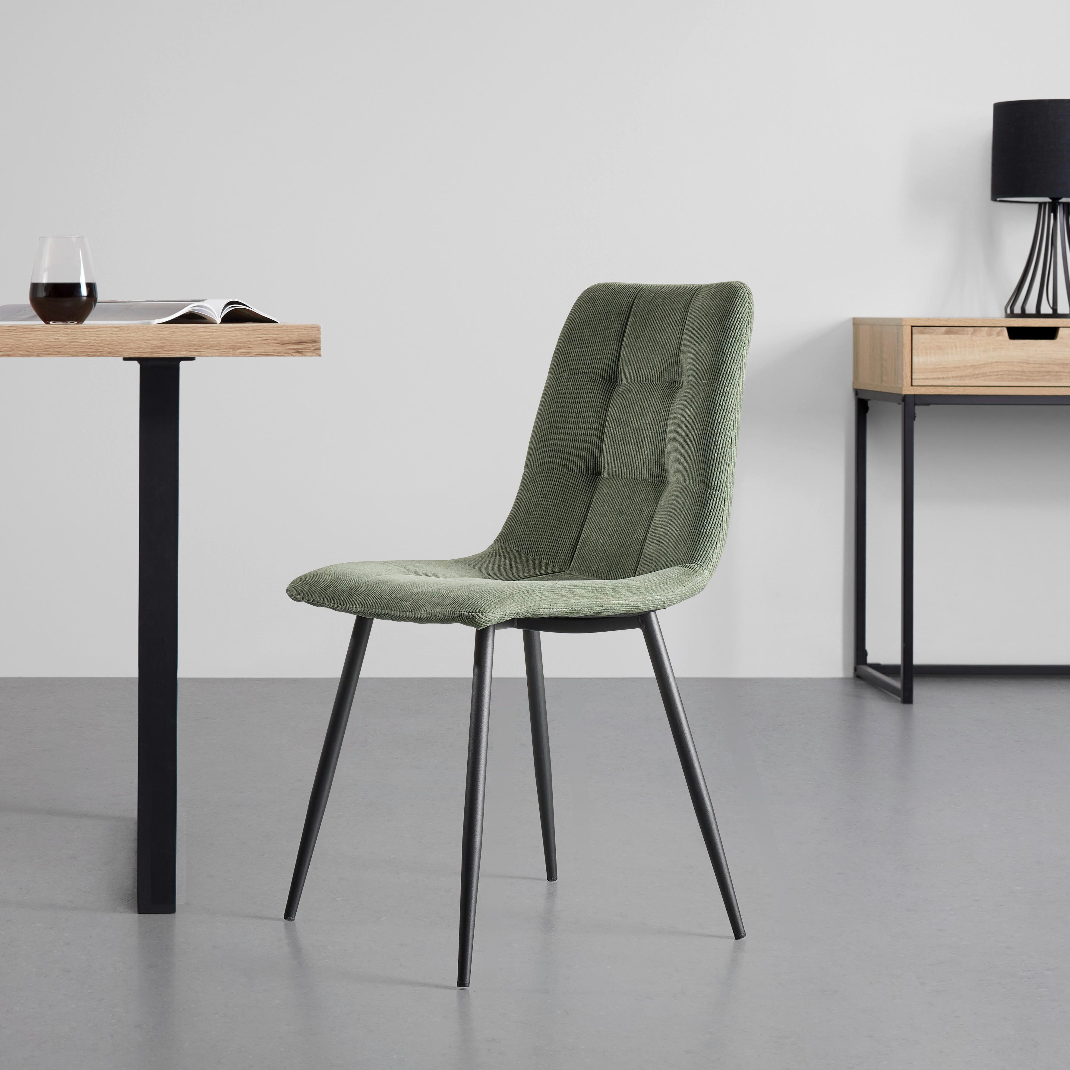 Židle Nino - černá/zelená, Moderní, kov/dřevo (45/87/57cm) - Modern Living