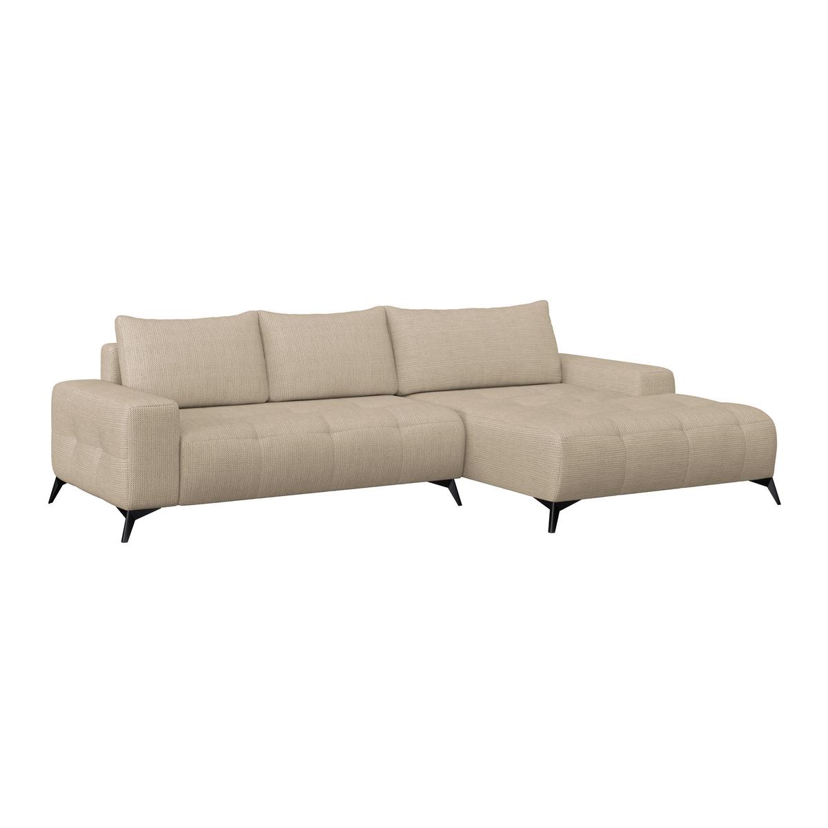 Ecksofa Mauro Beige, Mit Schlaffunktion - Beige/Schwarz, Trend, Textil (290/175cm) - Luca Bessoni