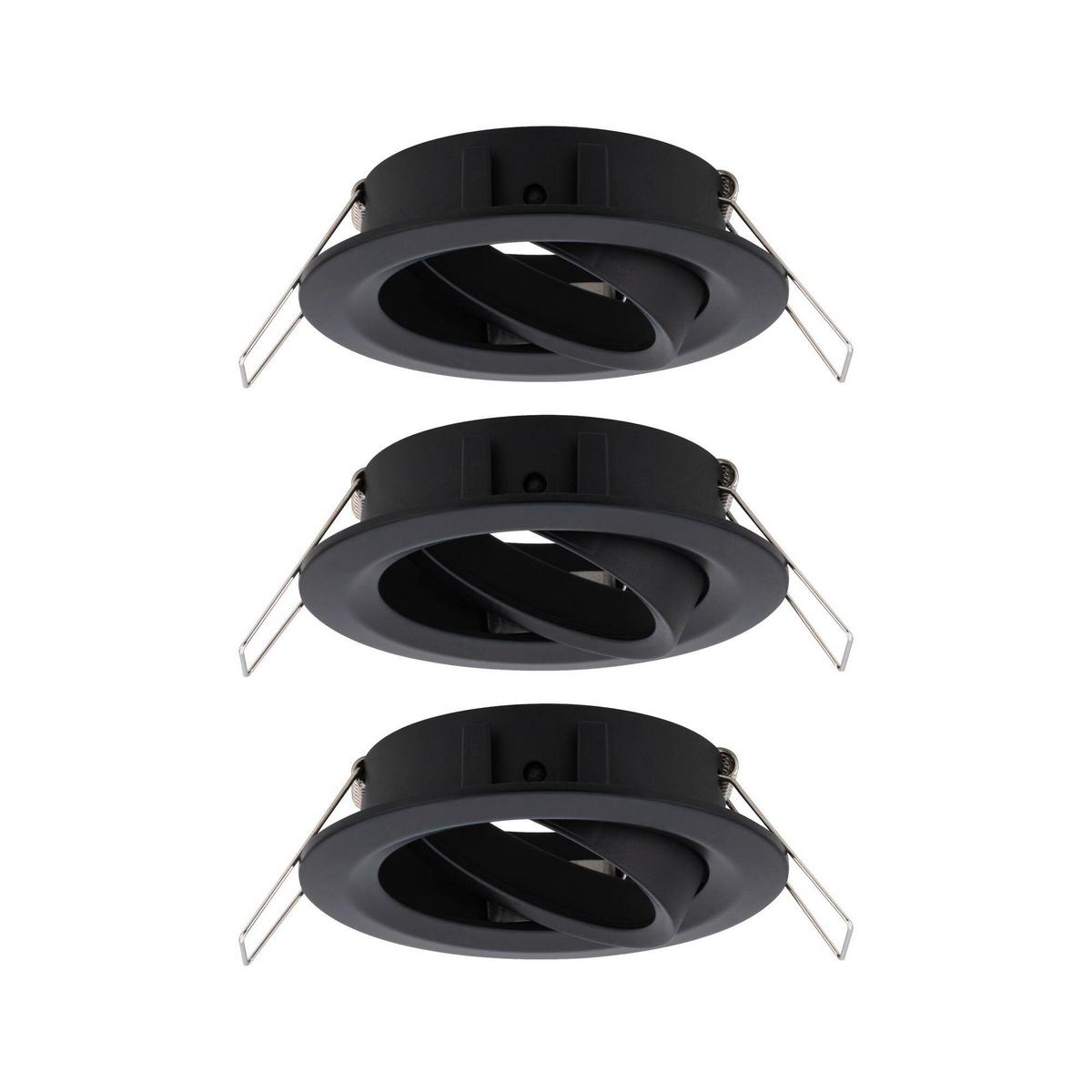 Deckenleuchte 3er-Set Ø 8,4 cm 3-Flammig - Schwarz/Alufarben, Basics, Metall (8,4cm) - Paulmann