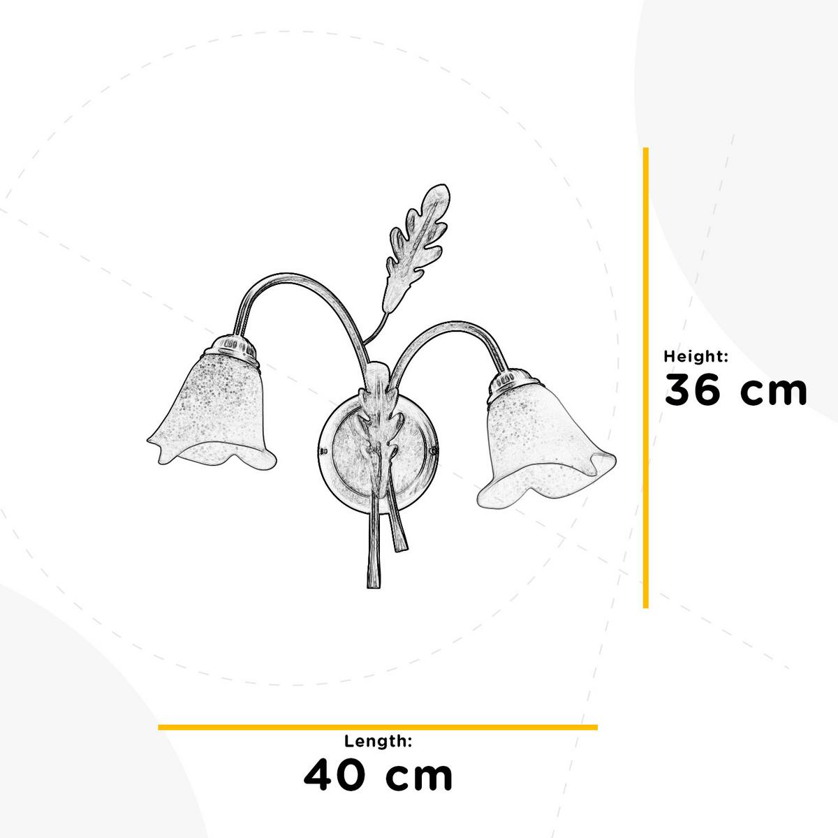 Wandleuchte 4470/Ap2 - Bronzefarben/Olivgrün, Natur, Glas/Metall (40/20/36cm)