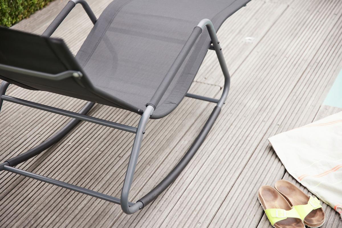 Schaukelliege Metall/Kunststoff/Textil - Schwarz, KONVENTIONELL, Kunststoff/Textil (57/81/143cm) - Siena Garden