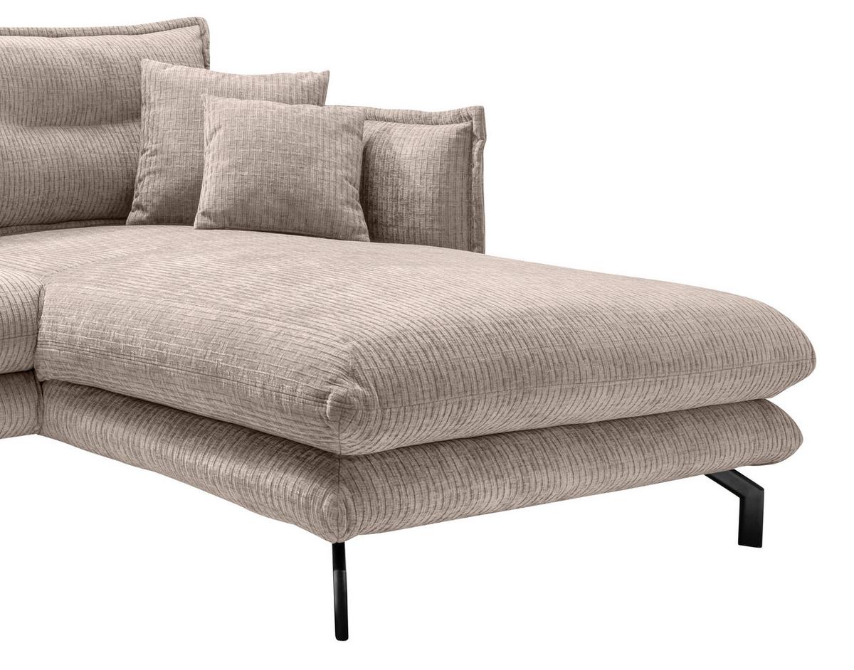 Ecksofa Lava Beige S: 255x180 cm - Beige/Schwarz, Design, Textil (255/180cm) - Livetastic