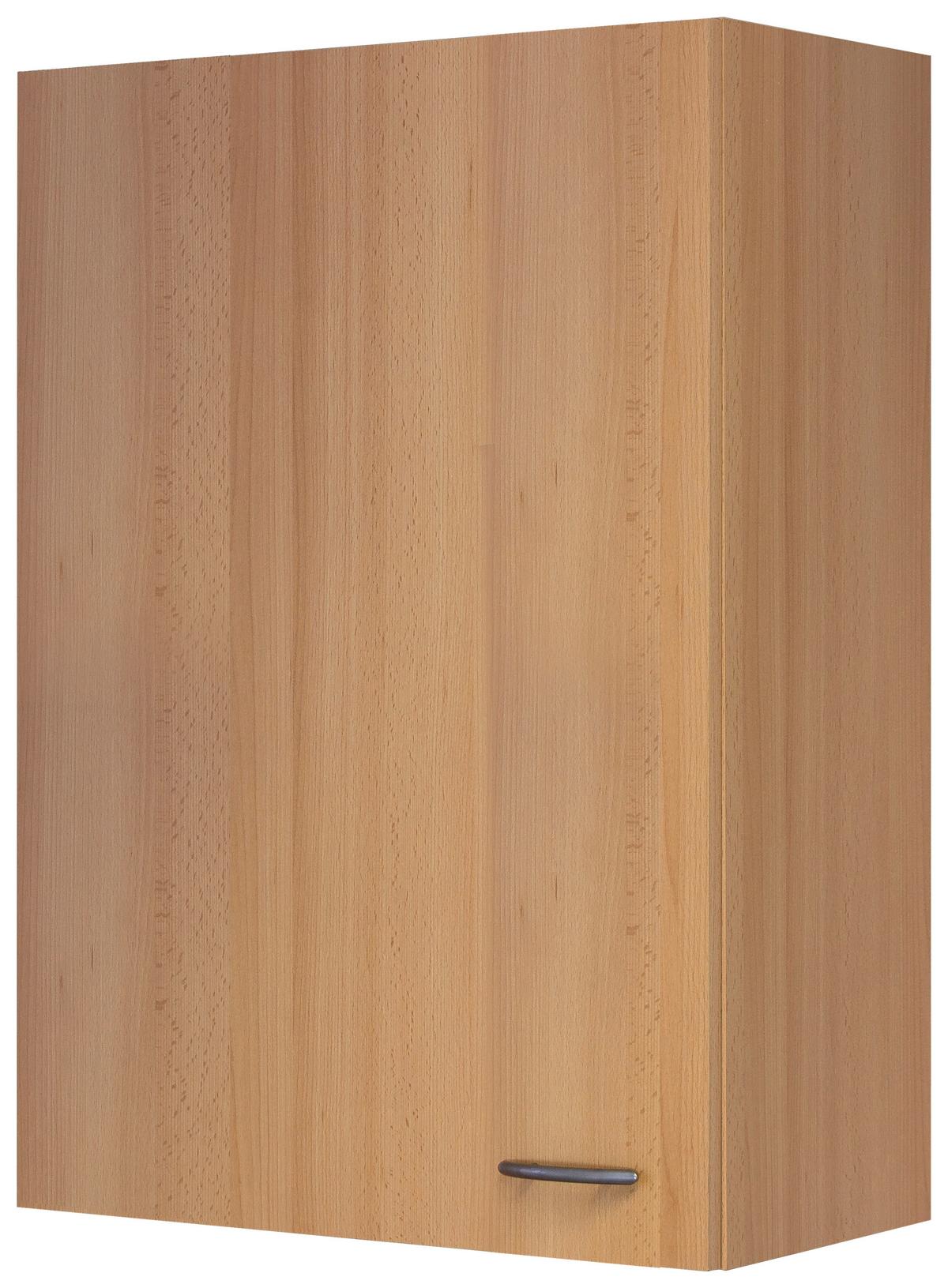 Horní kuchyňská skříňka NANO dekor buk 60 - barvy buku/barvy nerez oceli, kompozitní dřevo/plast (60/89/32cm) - MID.YOU